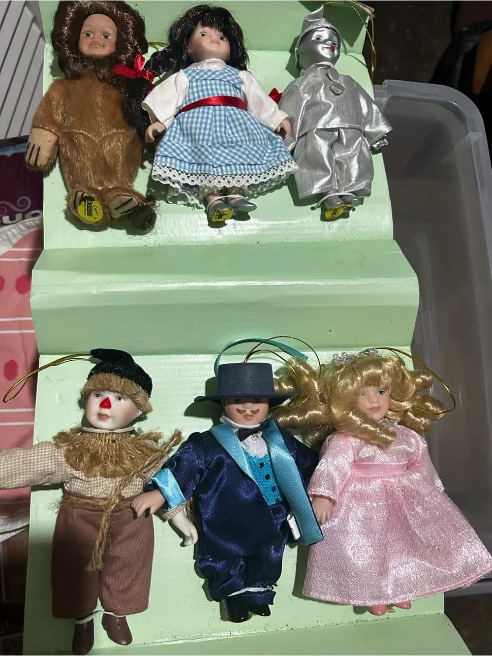 Wizard of Oz Doll Ornament Set - Blue, Pink, Silver, Brown